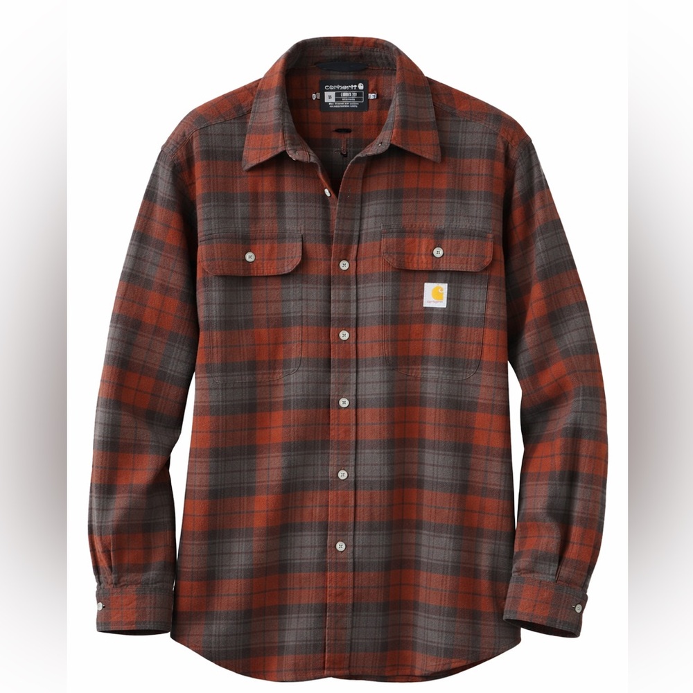 Carhartt WIP Plaid Work Shirt Jacket Loose Fit M Rust Gray Flannel Button Front